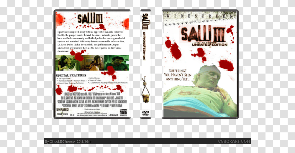 Saw Iii Box Art Cover Saw 2 Dvd Cover, Poster, Advertisement, Person, Human Transparent Png