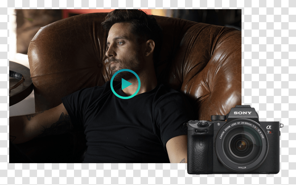 Sawyer Thumbnail Mirrorless Interchangeable Lens Camera, Electronics, Person, Couch, Furniture Transparent Png