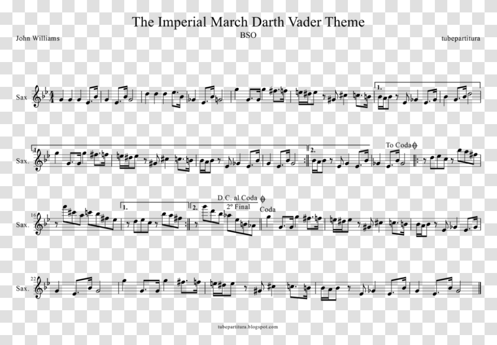 Saxofon Imperial March Violin Sheet, Gray, World Of Warcraft Transparent Png