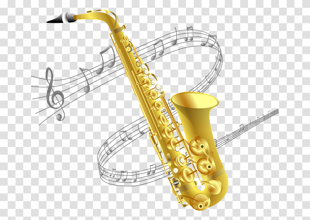 Saxophone And Music Staff Clipart Saxophone Clipart, Bow, Leisure Activities Transparent Png