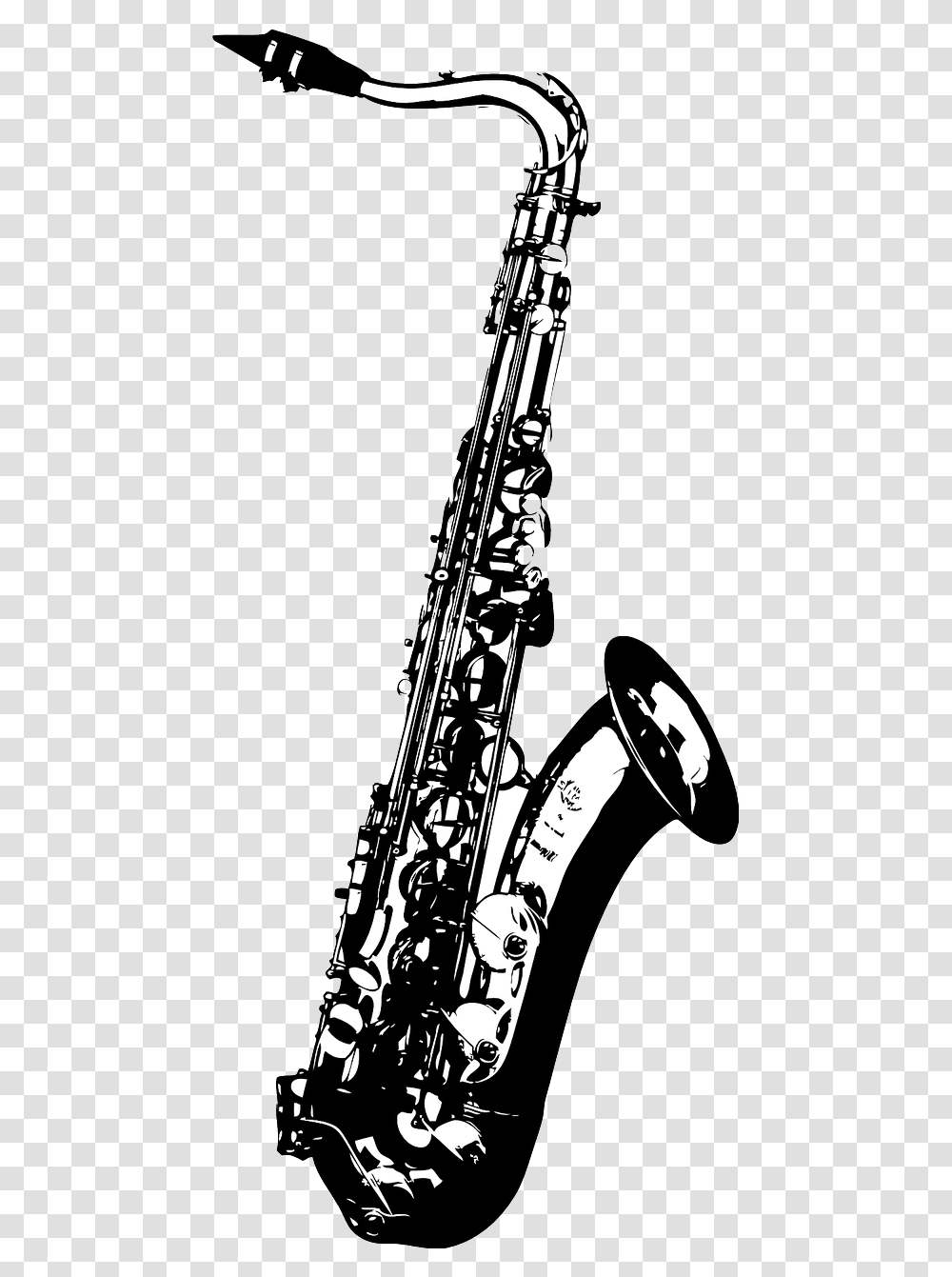 Saxophone Black And White, Leisure Activities, Musical Instrument Transparent Png