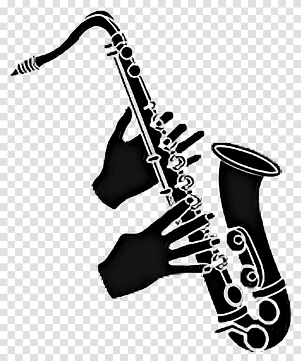 Saxophone Blackandwhite Silhouette Play Hands Saxophone, Musical Instrument, Oboe, Leisure Activities Transparent Png