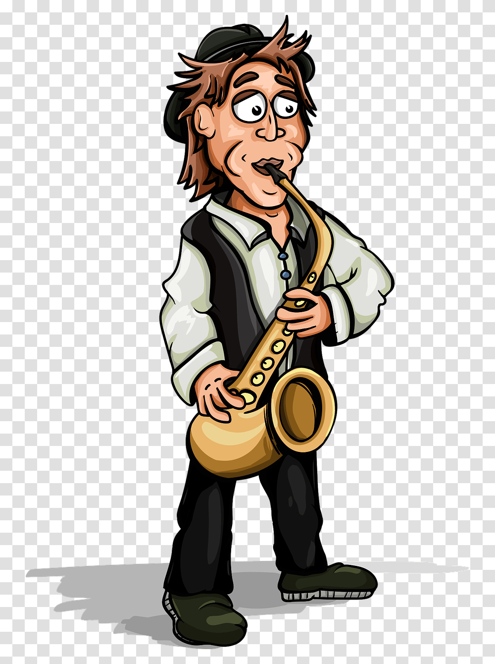 Saxophonist Musician Saxophone Jazz Music Man Musician Cartoon, Leisure Activities, Musical Instrument, Person, Human Transparent Png
