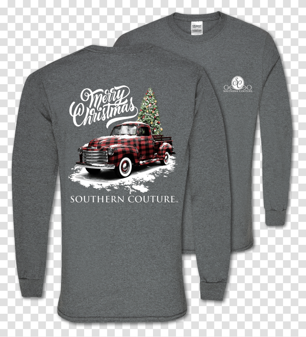 Sc Classic Buffalo Plaid Truck Ls Graphite Heather Simply Southern Christmas Shirts 2019, Sleeve, Long Sleeve, Sweater Transparent Png