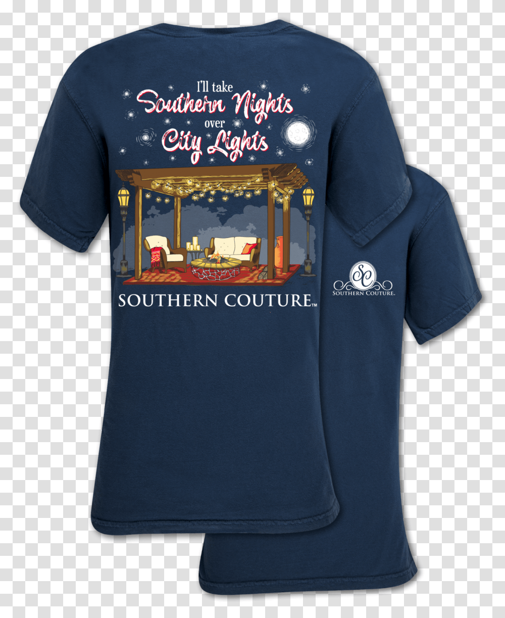 Sc Comfort City Lights True Navy Southern Nights Shirt, Clothing, Apparel, T-Shirt, Sleeve Transparent Png