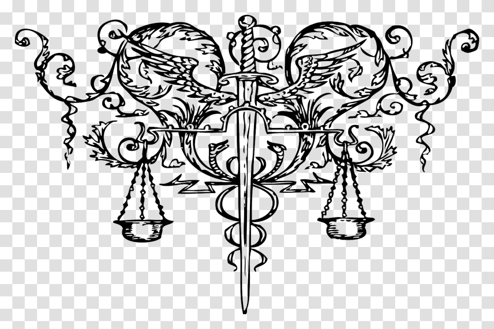Scale Of Justice And Sword, Stencil, Cross, Pattern Transparent Png