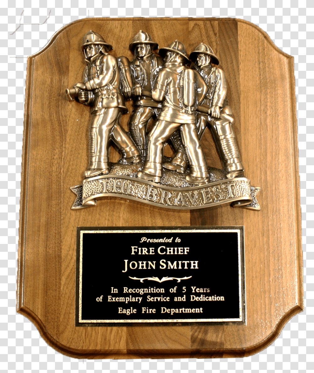 Scalloped Bravest Firefighter Plaque Firefighter Plaque, Trophy Transparent Png