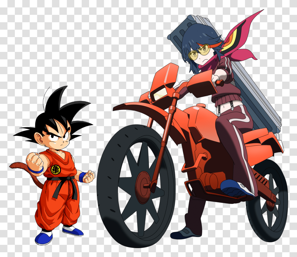 Scan Battle Ryuko Matoi X Goku, Wheel, Machine, Person, Motorcycle Transparent Png