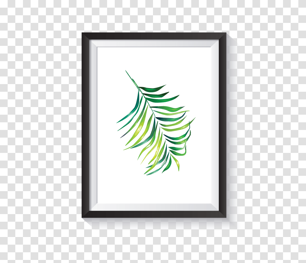 Scandi Illustrated Parlor Palm Frond Minimal Nordic Print, Green, Leaf, Plant, Painting Transparent Png