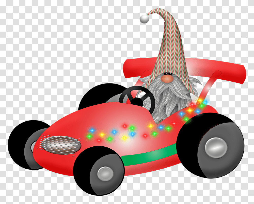 Scandia Gnome Christmas Gnome In Racecar Window Mario Kart Cars Clip Art, Vehicle, Transportation, Automobile, Lawn Mower Transparent Png