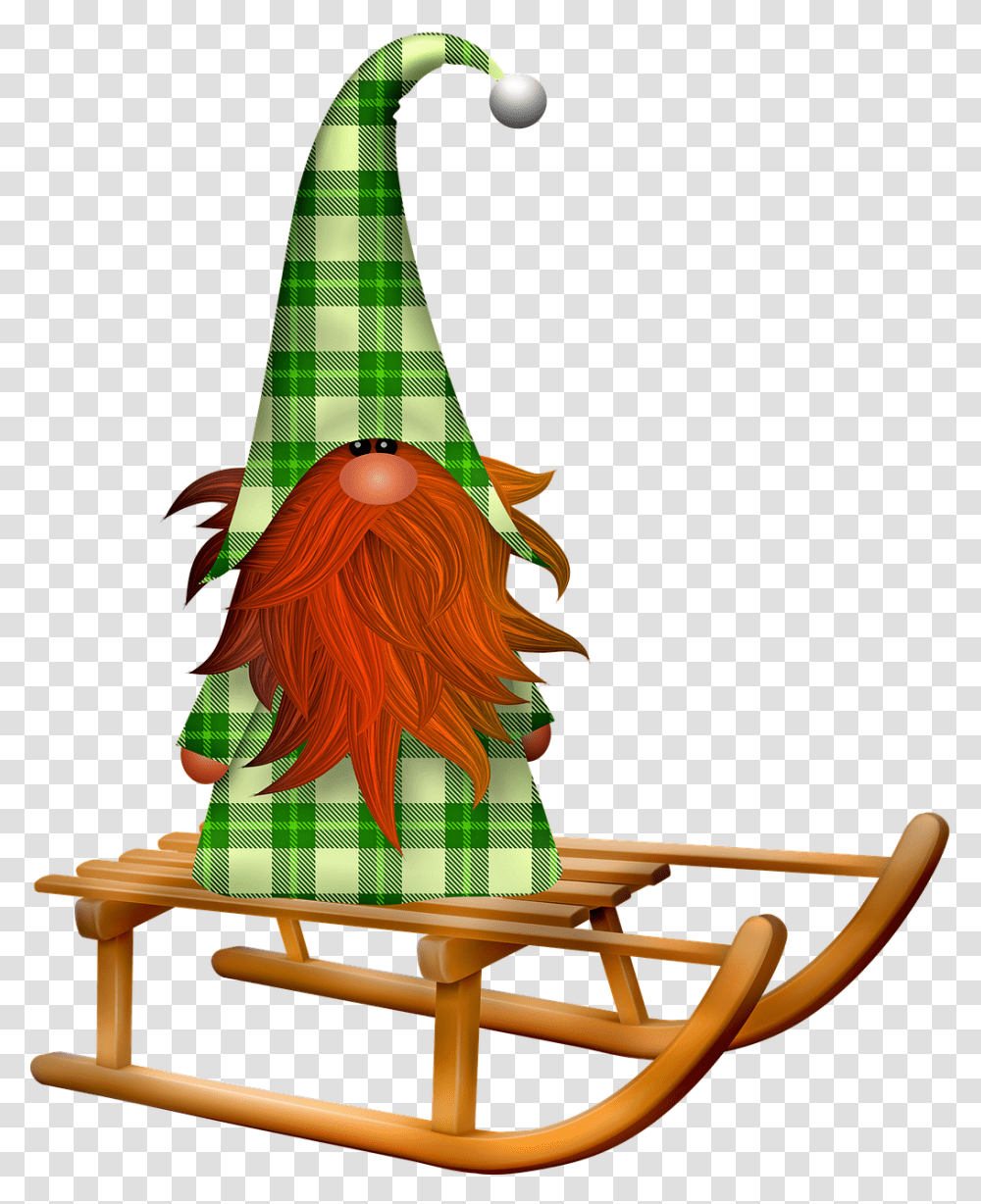 Scandia Gnome Christmas Sled Christmas Gnome, Furniture, Tree, Plant, Rocking Chair Transparent Png
