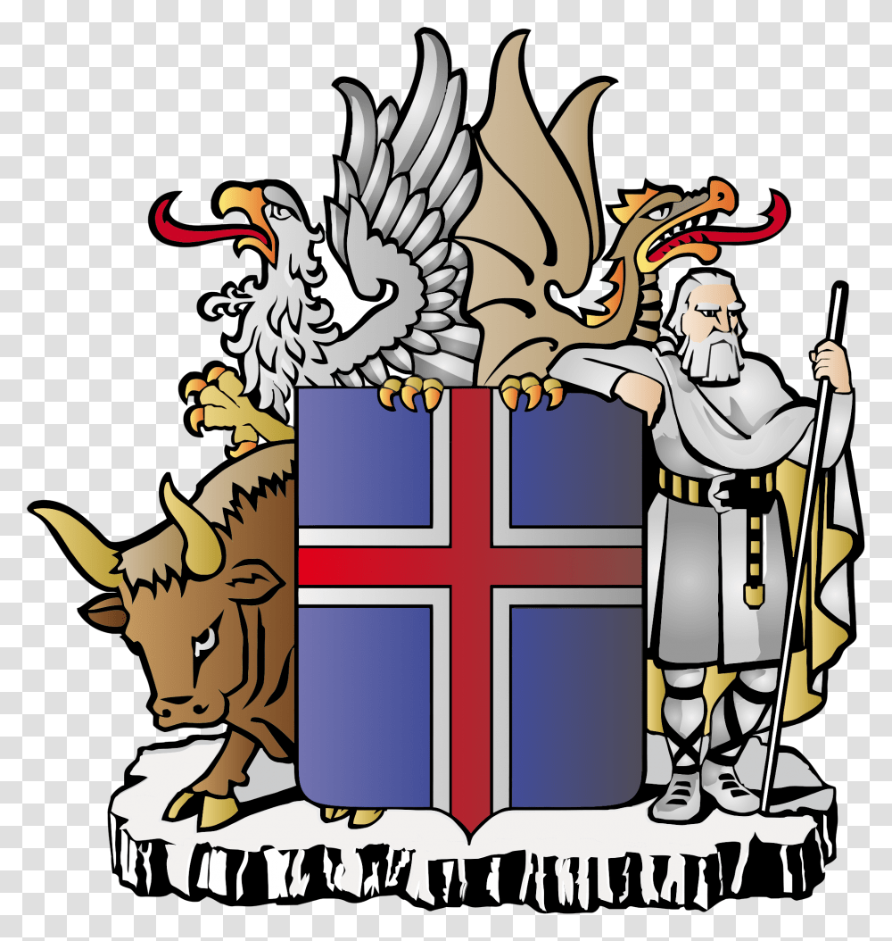 Scandinavian Commonwealth Flag Clipart Iceland Iceland Coat Of Arms, Person, Human, Knight, Armor Transparent Png