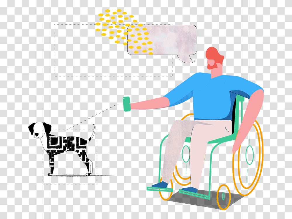 Scanning Qr Dog Illustration, Chair, Furniture, Person, Vehicle Transparent Png