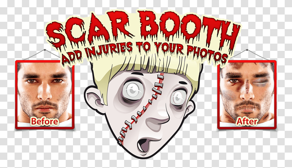 Scar Booth Banner Poster, Person, Advertisement, Flyer, Paper Transparent Png