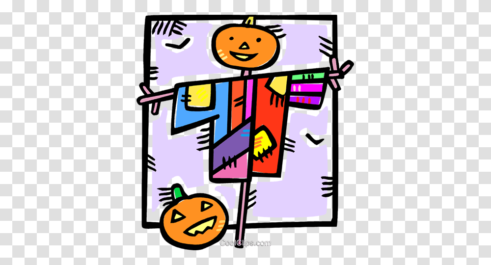 Scarecrow And A Pumpkin Royalty Free Vector Clip Art Illustration, Label, Bird, Sticker Transparent Png