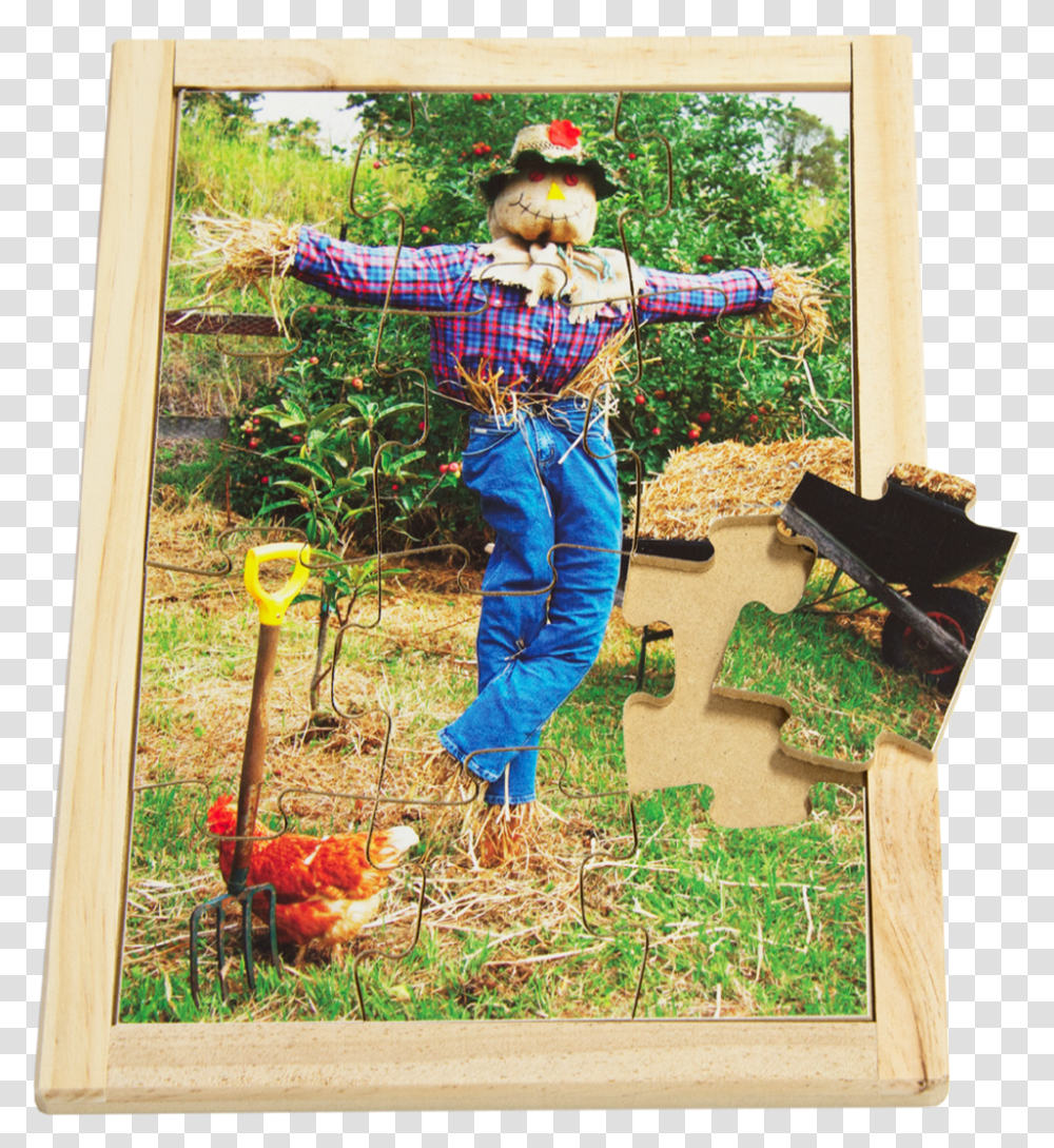 Scarecrow Farm Puzzle Picture Frame, Chicken, Poultry, Fowl, Bird Transparent Png
