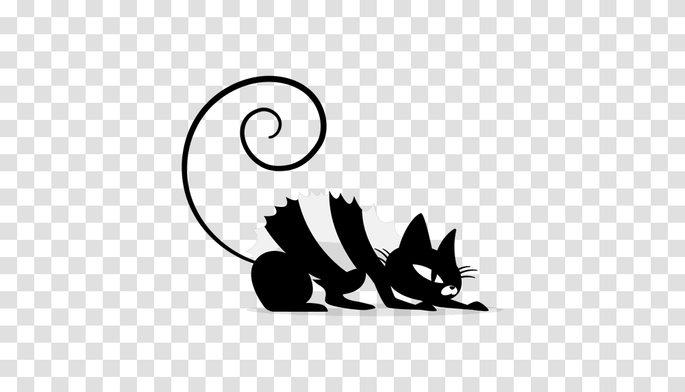 Scared Black Cat Cartoon, Spiral, Mammal, Animal, Coil Transparent Png