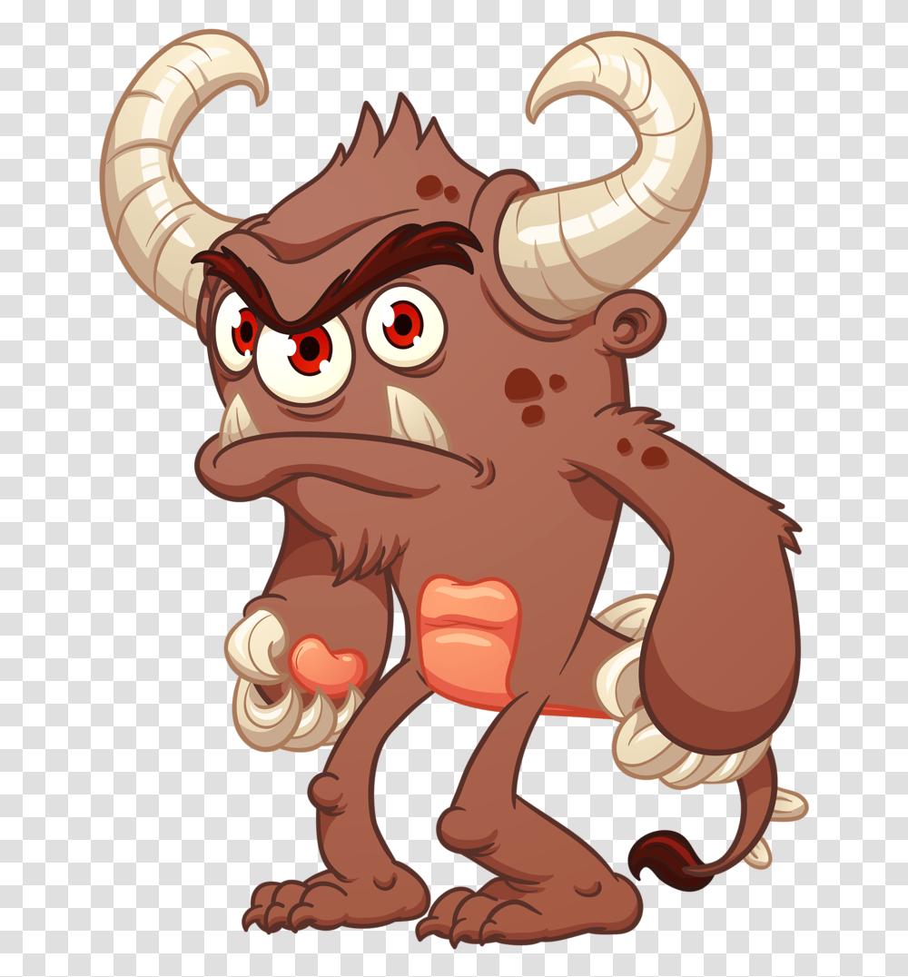 Scared Clipart Scary Cartoon Monster, Mammal, Animal, Buffalo, Wildlife Transparent Png