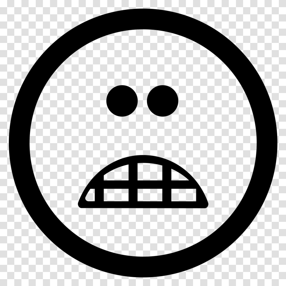 Scared Emoticon Square Face 2 Icon, Stencil, Disk, Emblem Transparent Png