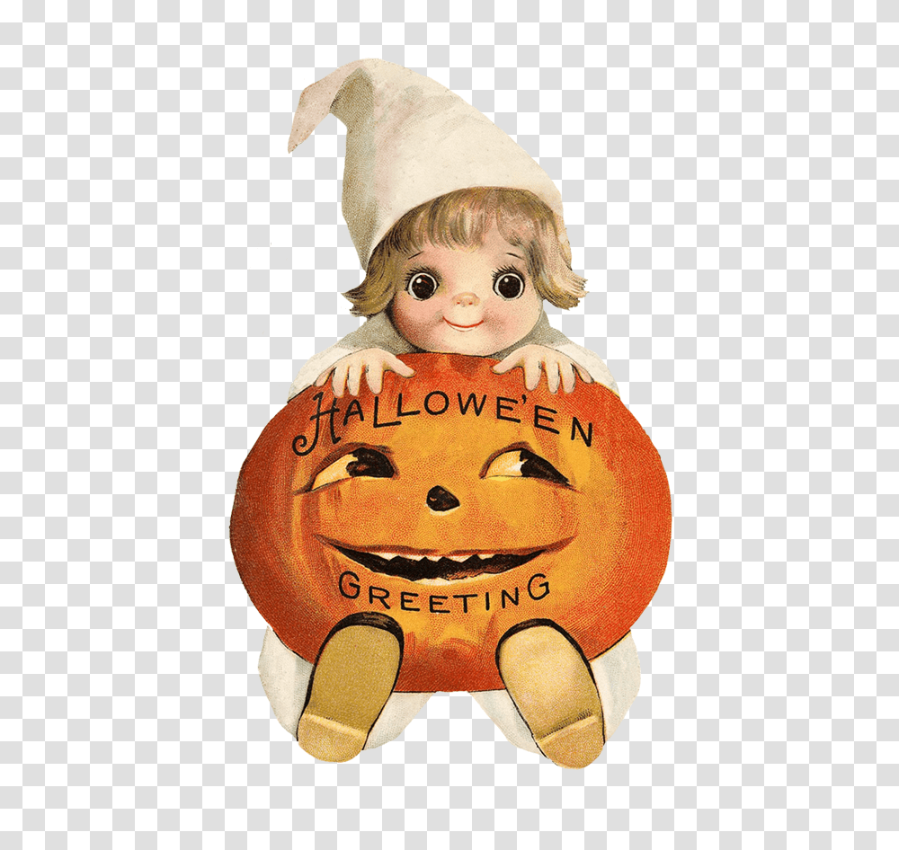 Scared Mouth Cute Child With Pumpkin Head Halloween Vintage Halloween Pumpkin, Advertisement, Poster, Flyer, Paper Transparent Png