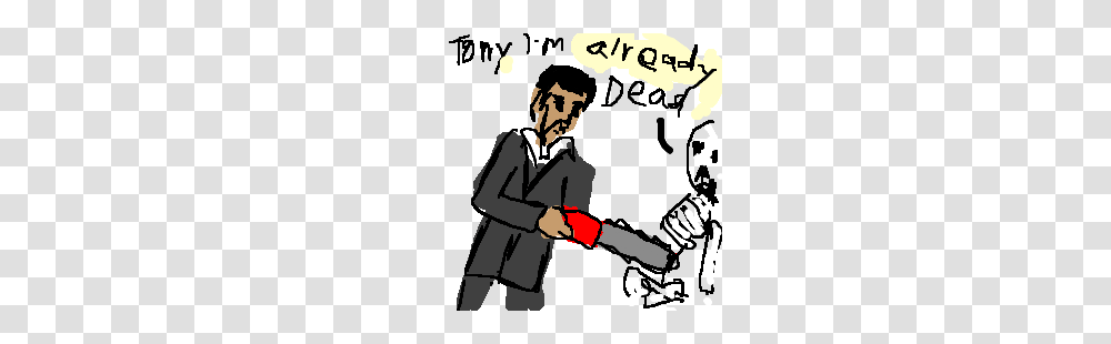 Scarface Killing A Skeleton With Chainsaw Drawing, Person, Human, Juggling, Performer Transparent Png