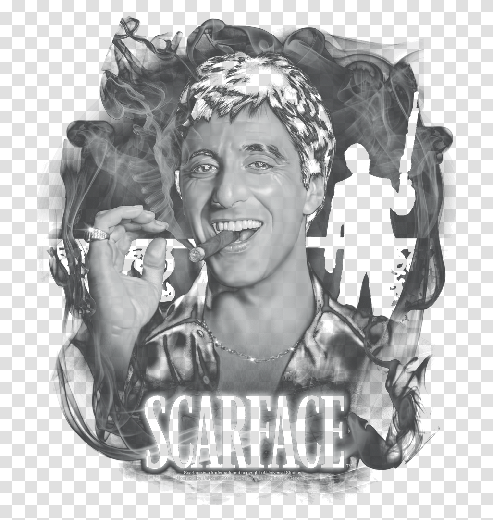 Scarface Smokey Scar Men's Ringer T Shirt Film Film Serie, Person, Human, Poster, Advertisement Transparent Png