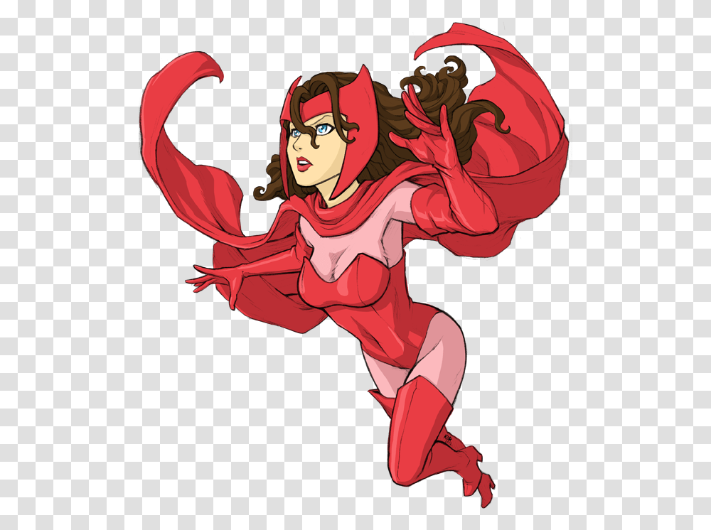 Scarlet Witch Scarlet Witch Cartoon Avenger, Comics, Book, Person, Hand Transparent Png