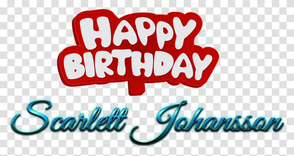Scarlett Johansson Happy Birthday Name Logo Calligraphy, Light, Alphabet, Label Transparent Png
