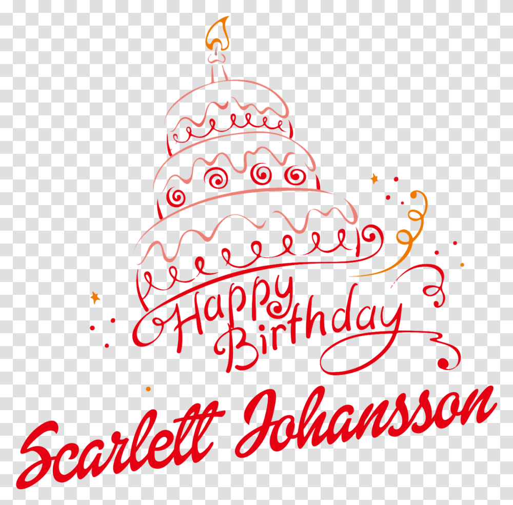 Scarlett Johansson Happy Birthday Vector Cake Name Illustration, Tree, Plant, Diwali Transparent Png