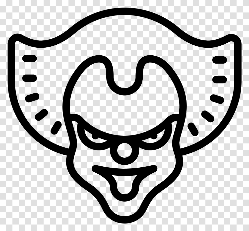 Scary Clown Icon Download Black And White Clown Smile, Gray, World Of Warcraft Transparent Png