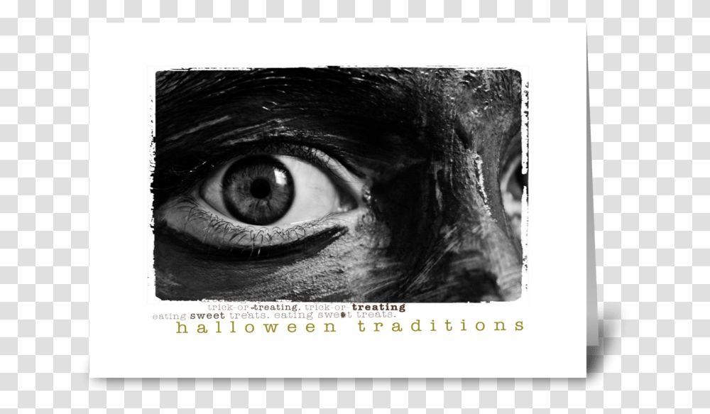 Scary Halloween Greeting Card Blanco Y Negro, Face, Head, Contact Lens, Skin Transparent Png