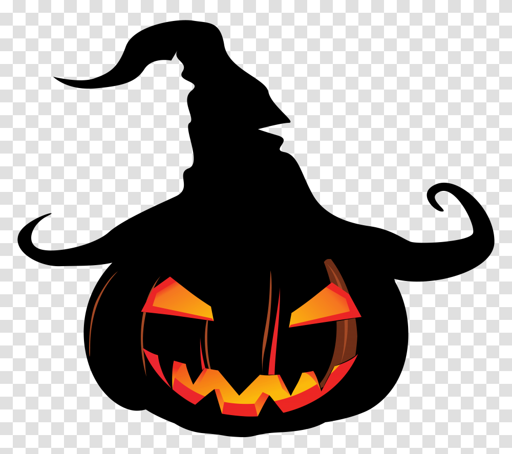 Scary Pumpkin With Witch, Batman Logo, Trademark, Recycling Symbol Transparent Png