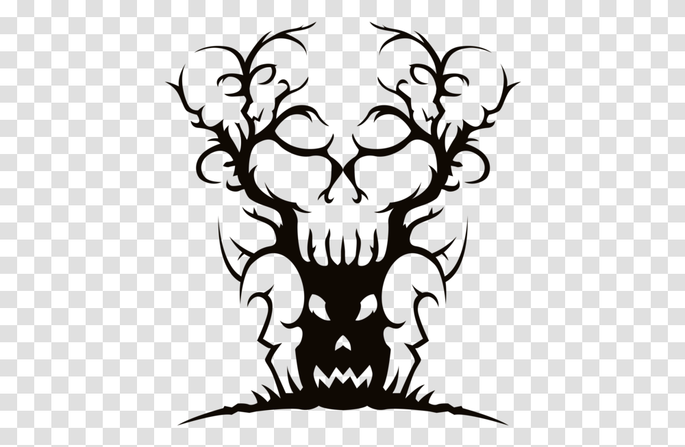Scary Spooky Tree Clipart Image Spooky Scary Halloween Drawings, Emblem, Stencil, Poster Transparent Png