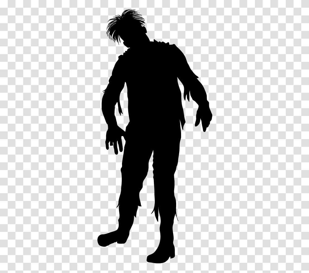 Scary Zombie Silhouette Sticker, Apparel, Architecture Transparent Png