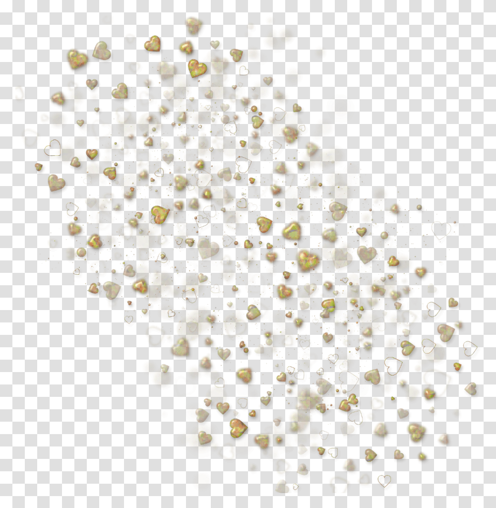 Scatter Hearts Gold Confetti Love Valentinesday Motif, Outdoors, Food, Nature, Crystal Transparent Png
