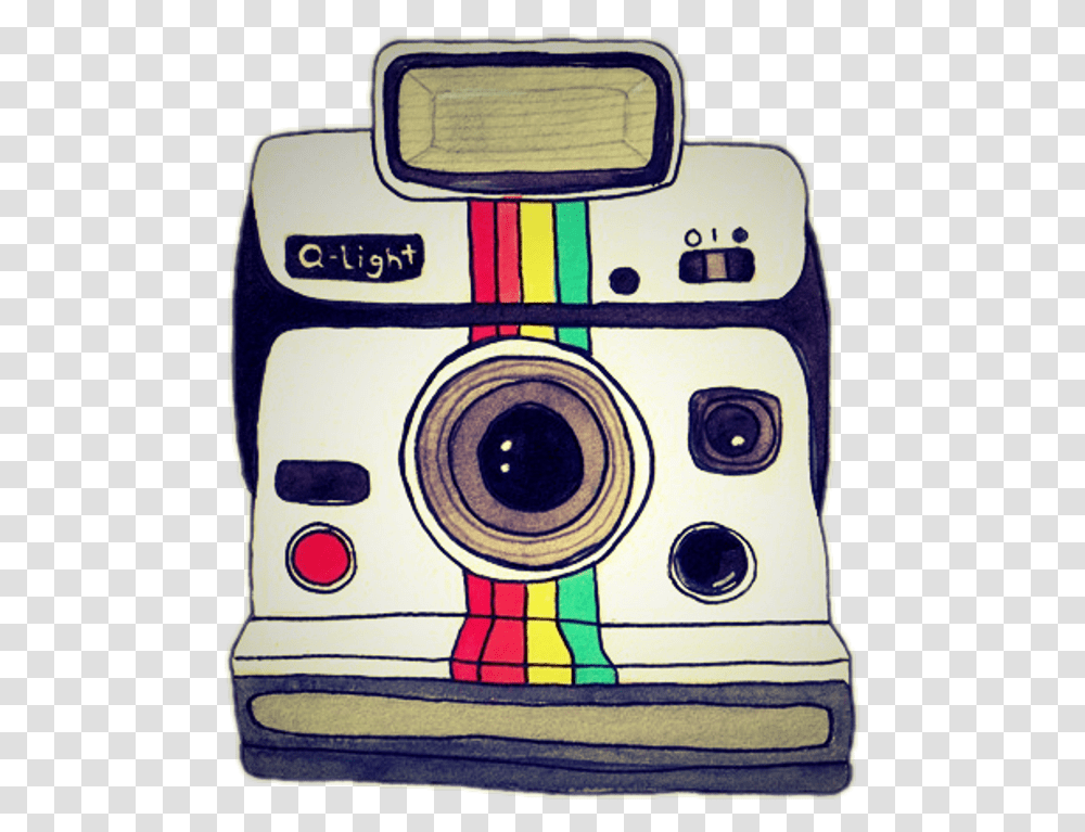 Sccamera Camera Poloroid Rainbow Oldschool Oldcamera Cartoon Vintage Polaroid Camera, Electronics Transparent Png