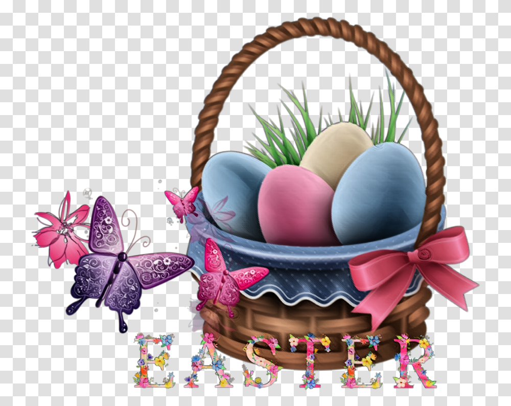 Sceaster Eggs Basket Colorful Easter Cute Easter, Food, Meal Transparent Png