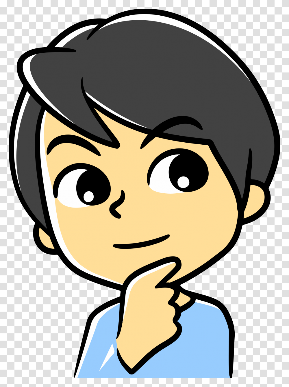 Scheming Boy Kid With Thought Bubble Clipart, Face, Label Transparent Png
