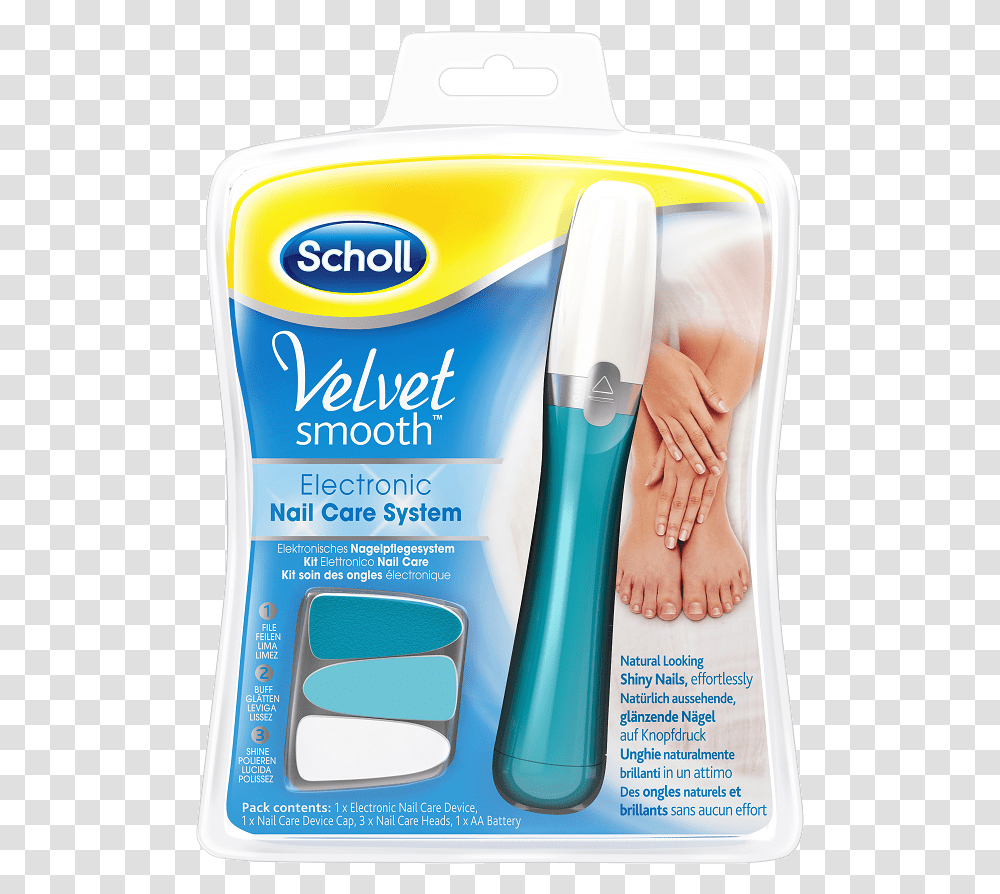 Scholl Velvet Smooth Nail Care System, Bottle, Heel, Cosmetics, Sunscreen Transparent Png