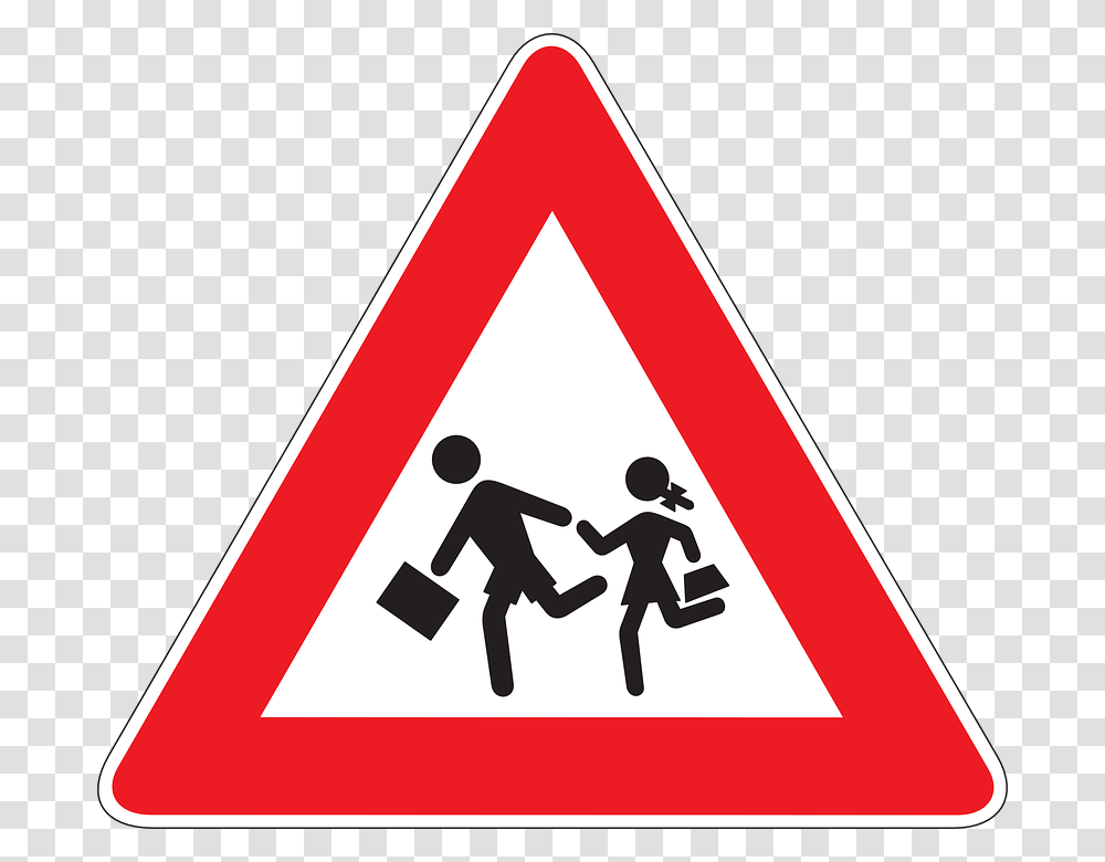 School Ahead Sign, Road Sign Transparent Png