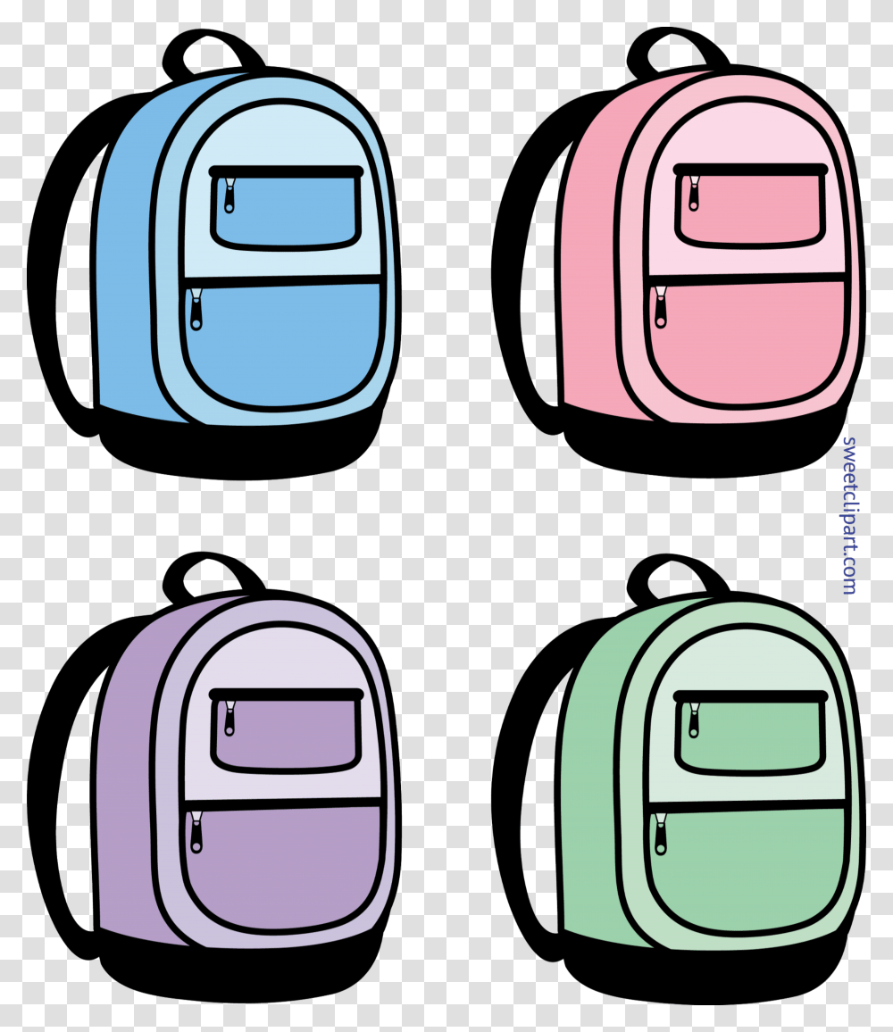 School Backpacks Set Clip Art, Chair, Furniture, Electronics, Phone Transparent Png