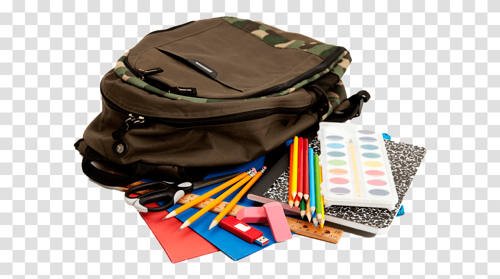 School Bag And Supplies, Electronics, Backpack, Pencil Transparent Png