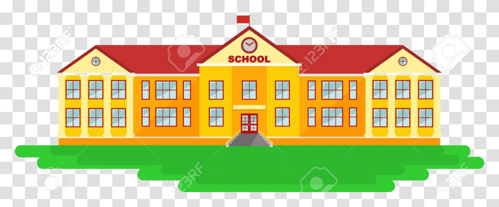 School Building School Building Clipart, Grass, Plant, Campus, Housing Transparent Png