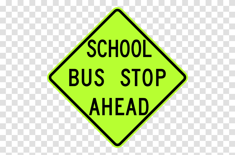 School Bus Stop Ahead Sign Fluorescent Clip Art Free Vector, Road Sign, Triangle Transparent Png