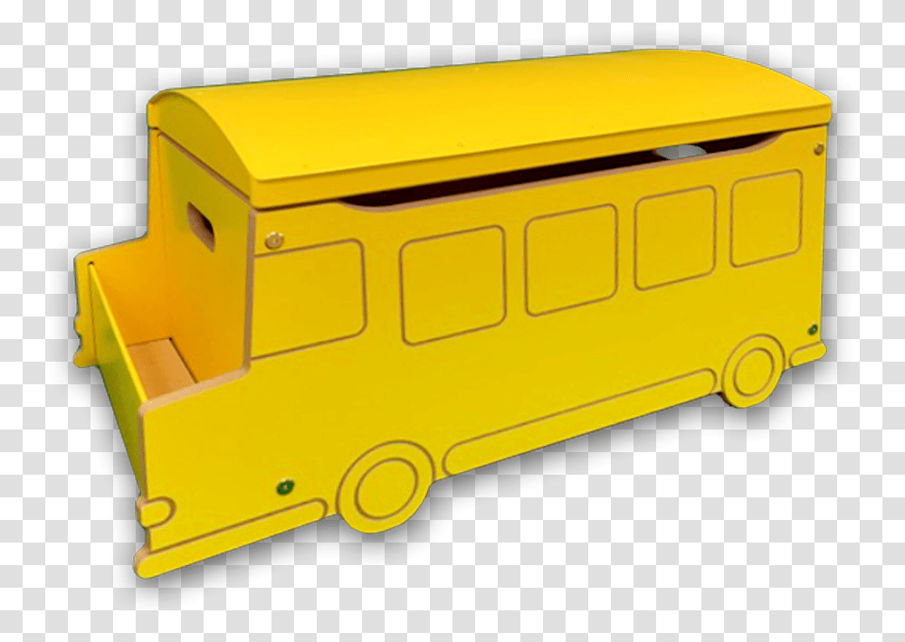 School Bus Toy Box, Van, Vehicle, Transportation, Sideboard Transparent Png
