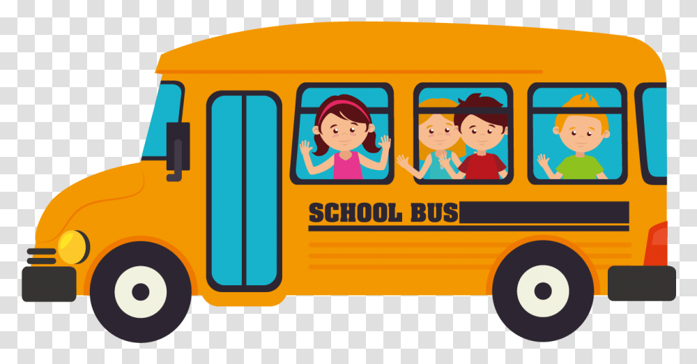 School Bus Transport Cartoon School Bus, Vehicle, Transportation, Person, Human Transparent Png