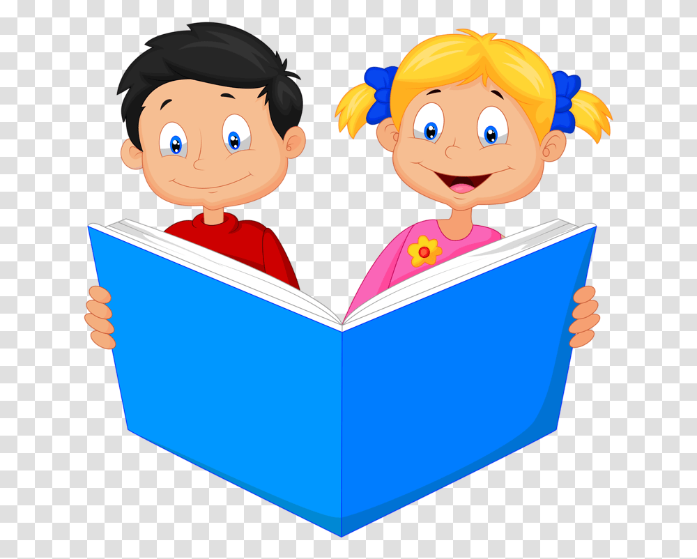 School Children Cartoon Download Clipart, Reading Transparent Png