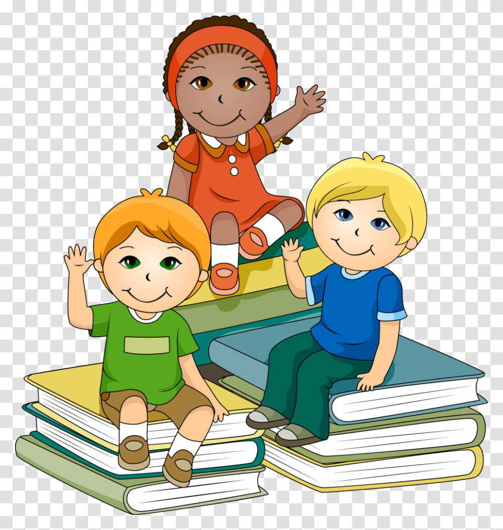 School Children Clipart Children With Books Clipart, Reading, Female, Girl Transparent Png