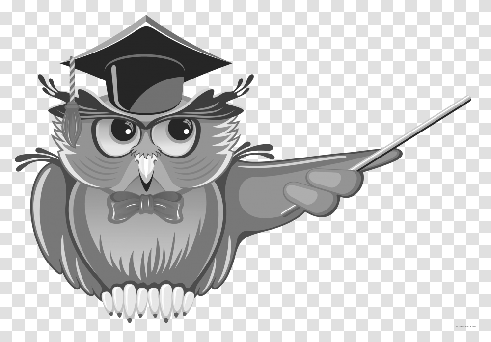 School Clipart Black And White Education Owl, Animal, Gun, Weapon, Weaponry Transparent Png