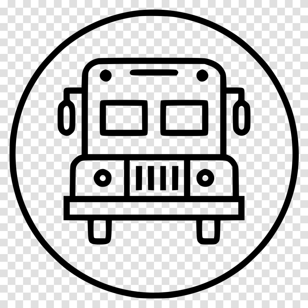 School Education Bus Student Travel Picnic Fun Black And White Road Trip Icon, Robot, Label, Gas Pump Transparent Png